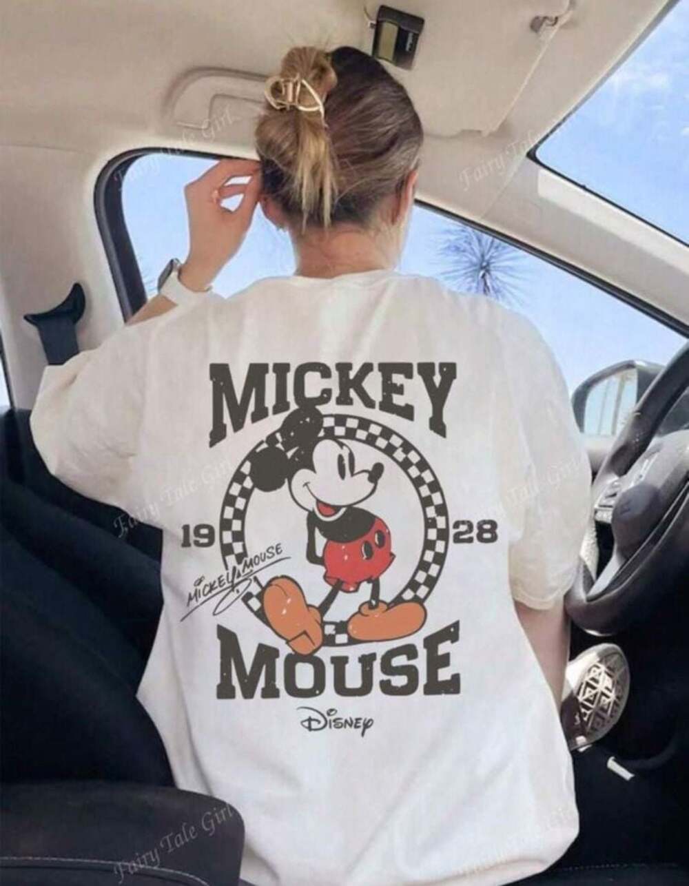 Disney Mickey Mouse 1928 Checkered Graphic T-Shirt White XL
